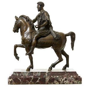 A 19th century bronze figure of Marcus Aurelius circa 1860, on…