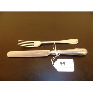 Sterling silver child's knife and fork in the old english…