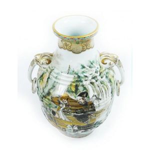 A fine Japanese porcelain vase with two 'elephant lug'…
