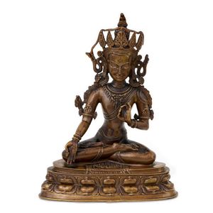 A 13th-century style Western-Tibetan bronze seated figure of a&hellip;