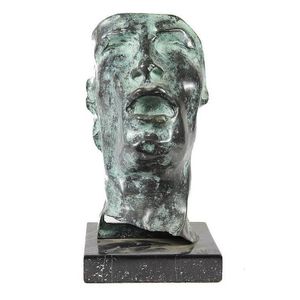 Bronze patinated bust of a man set upon a marble base, after…