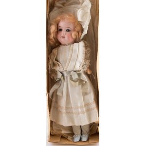 Armand Marseille Floradora bisque doll blue eyes, blonde mohair…