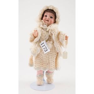 Armand Marseille bisque doll blue eyes, brown mohair wig on 5…