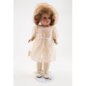 Armand Marseille painted bisque doll blue eyes, light brown…