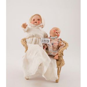 Two German painted bisque character baby dolls sleeping eyes,…