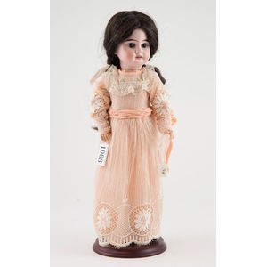 Armand Marseille bisque doll brown eyes dark brown hair wig on…