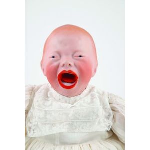 Kestner crying bisque character baby, tiny blue stationary eyes,…