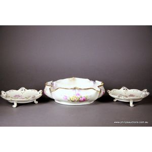 Three Continental porcelain wares, a bowl and two dishes, later…