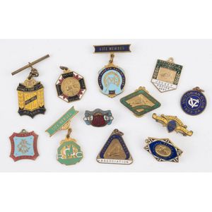 A range of membership badges and fobs including Victorian…