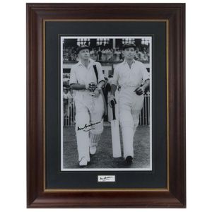 Don Bradman: inset autograph on piece beneath large image (73 x…