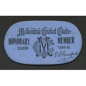 Melbourne Cricket Club: 1944-45 Honorary Membership Ticket for…