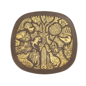 Crown Lynn Potteries, 'Legend' wall plate, rounded square form&hellip;