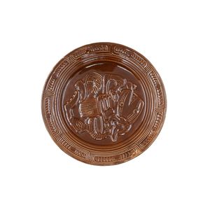 Crown Lynn Wharetana Ware, 'Hei Tiki' wall plate, brown glazed&hellip;