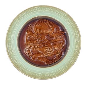 Crown Lynn Wharetana Ware, 'Hei Tiki' wall plate, with a brown&hellip;