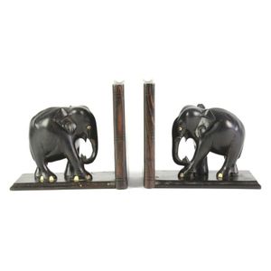 A pair of Anglo-Indian ebony elephant-form bookends, 19th…