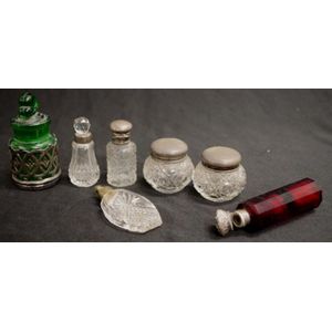 Collection early silver & crystal perfume bottles including&hellip;