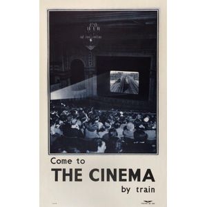 Victorian Railways Travel Poster Come to the Cinema by train,…