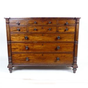 A late Georgian mahogany chest of nine drawers, configured as&hellip;