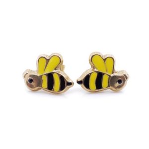 Enamel Bee Earrings in 9ct Yellow Gold (375) - Earrings - Jewellery