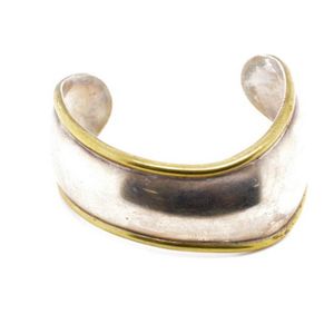Sterling silver 'Bone' cuff bangle marked for Taxco…