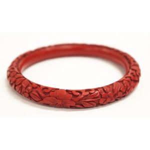 Bangle cinnabar carved selling oriental vintage