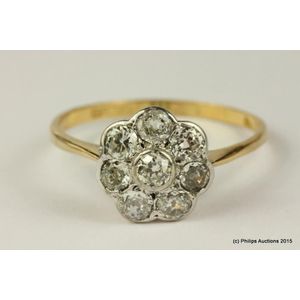 Diamond and gem set daisy cluster rings - price guide and values