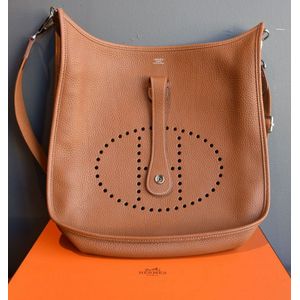 HERMES Evelyne PM Orange Shoulder Bag Togo Leather