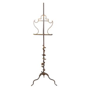 A French wrought iron music stand, circa 1900. 145 cm high, 47…