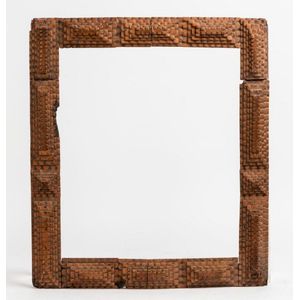 A carved Australian tramp art picture frame 61 cm high, 53 cm…