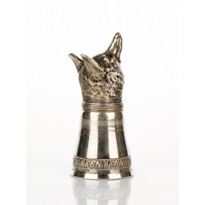 Russian silver fox head stirrup cup, Moscow, base of the cup…