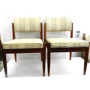 A pair of Parker mid century upholstered dining chairs, height…