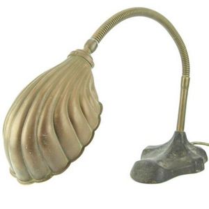 Art Deco brass shell desk lamp having an adjustable gooseneck…