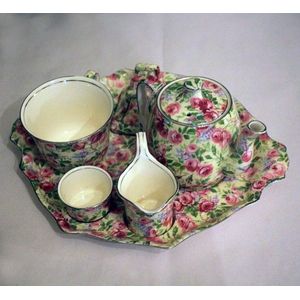 A Royal Winton china cabaret set, pattern 'June Roses'