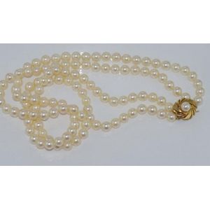 14K Gold and Pearl Double Strand Necklace - 42cm - Necklace/Chain ...