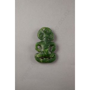 Pre-European pounamu hei tiki, type I form carved in Kawakawa…