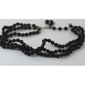 French jet three strand choker