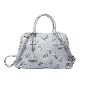 Prada Grey Saffiano Cuir Leather Envelope Flap Shoulder Bag