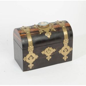 Domed top box. Coromandel wood with ornate brass strapping &…