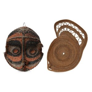 Two woven masks, Sepik Region, Papua New Guinea, comprising a…