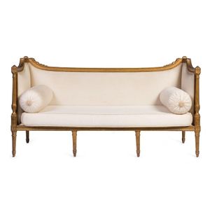 Louis XVI Giltwood Settee with Bolsters