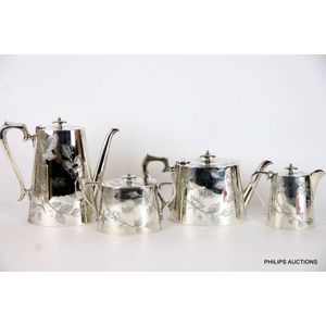 A late Victorian four piece silver plated tea and coffee…