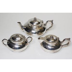 Three piece 'Perfect' silver plate tea set comprising 'Perfect'…