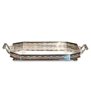 Silver-plated Butler's Tray with Pierced Border and Scroll Handles ...