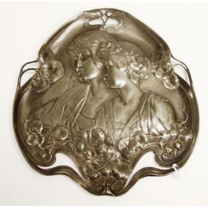 Art Nouveau WMF silver plated tray embossed decoration of man…