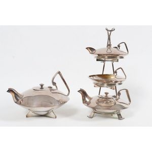 Tea service early 20th century, Continental silver plate, five…
