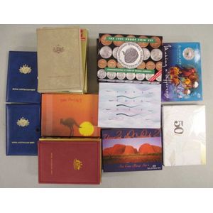 Eighteen Australian proof coin year sets comprising of 1985,…