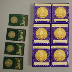 Ten Australian commemorative $5 coins comprising of 4@ UNC 1996…