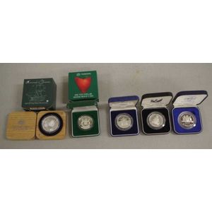Seven Australian State theme proof silver coins RAM, comprising…