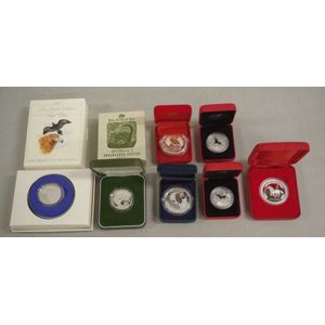 Nine animal theme Australian silver coins comprising of 2@ 1994…