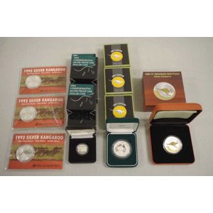 Fifteen RAM kangaroo silver $1 coins comprising of 3@ 1993, 6@…